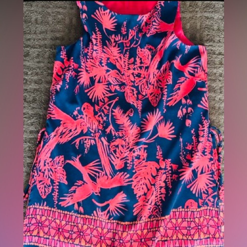 Lilly Pulitzer Navy And Orange Shift Dress With Shorts 14